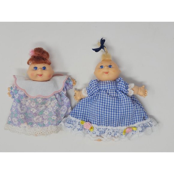 Vintage 1995 Cabbage Patch Babies Mini Dolls With Beautiful Dresses - Picture 1 of 10